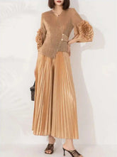 Luxury Formal Plisse Palazzo Pant Set